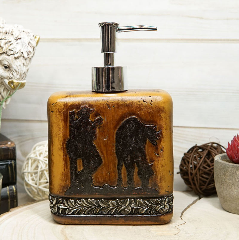 Rustic Western Cowboy With Horse Faux Wood Liquid Soap Or Lotion Pump Dispenser