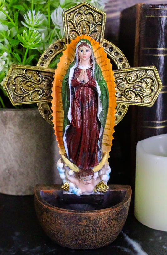 Ebros Lady of Guadalupe Holy Water Font Wall Decor 6.75 Inches Tall Catholic - Ebros Gift
