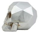 Silver Diamond Matrix Geometric Polygon Skull Statue Halloween Ghost Cranium