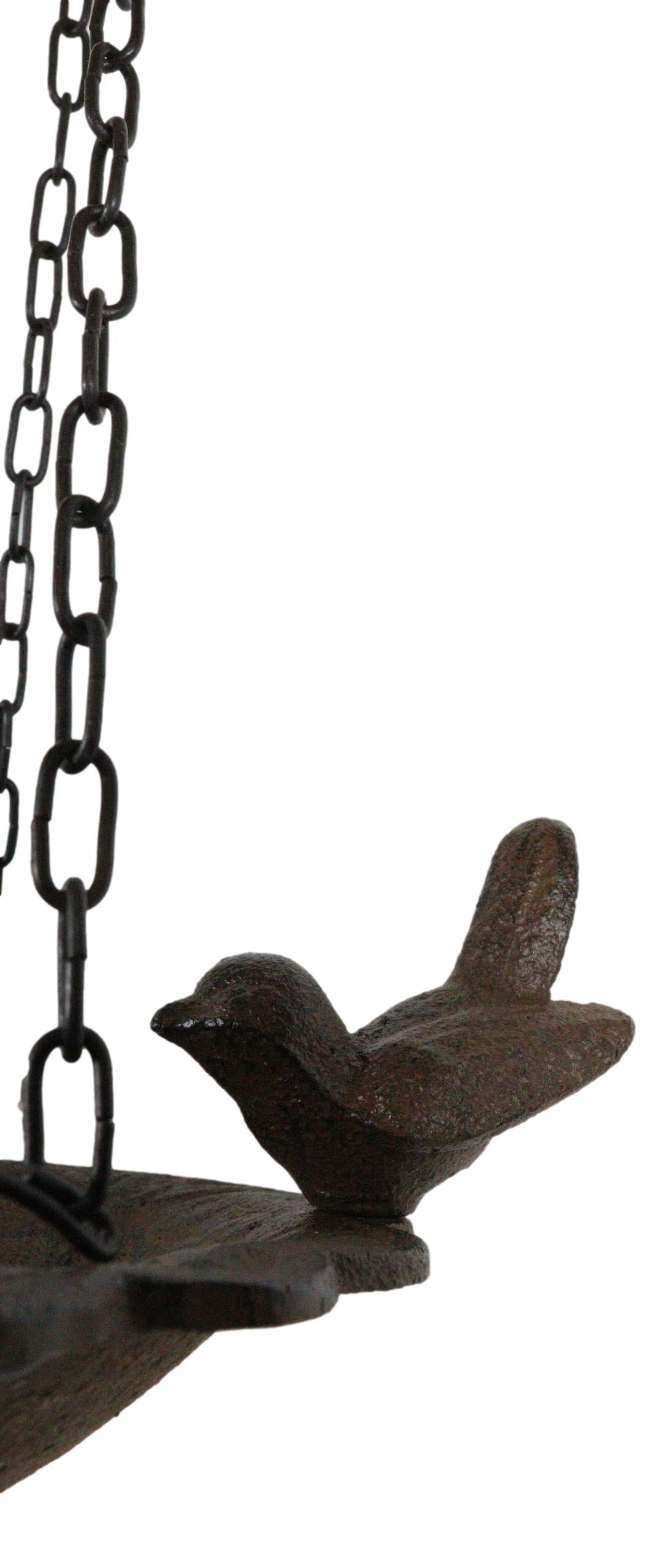 Cast Iron Whimsical Bluebird On Victorian Dish Hanging Garden Bird Bath Feeder - Ebros Gift