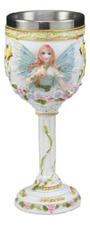 Ebros Holy Matrimony Blue And Pink Butterfly Bridal Floral Fairy Wine Goblet 7oz