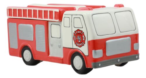 Ceramic Large 911 Vintage Fire Engine Cookie Jar 10.25"Long Kitchen Accessory