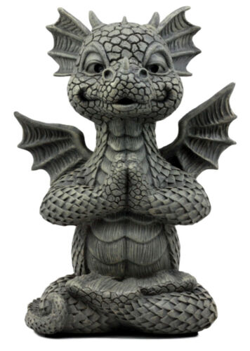 Ebros Zen Meditating Buddha Fiery Yoga Dragon Garden Statue Faux Stone Finish 10"H