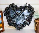 Gunmetal Roses and Rifle Guns Heart Shape Gothic Wall Decor Art Plaque Figurine