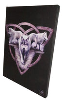 Ebros Anne Stokes Wolf Trio Direwolf Trinity Wood Framed Picture Canvas Wall Decor