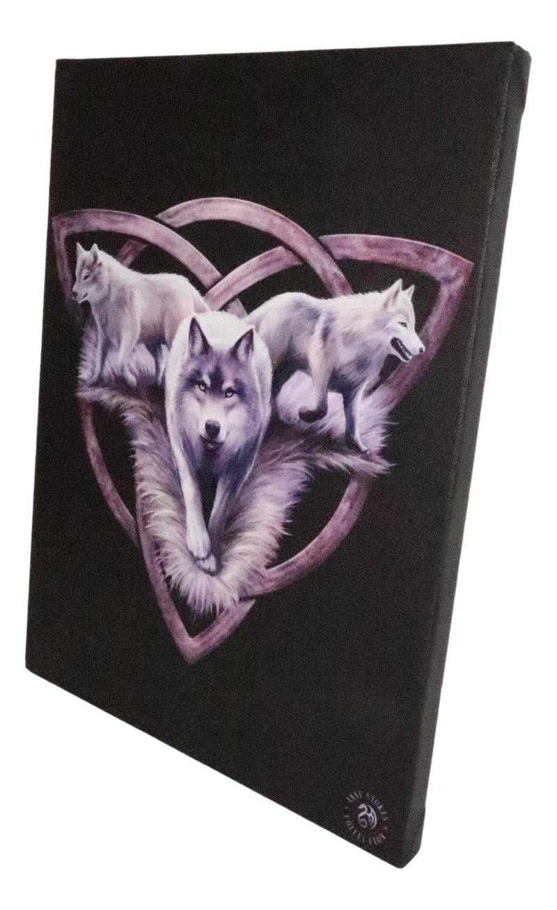 Ebros Anne Stokes Wolf Trio Direwolf Trinity Wood Framed Picture Canvas Wall Decor