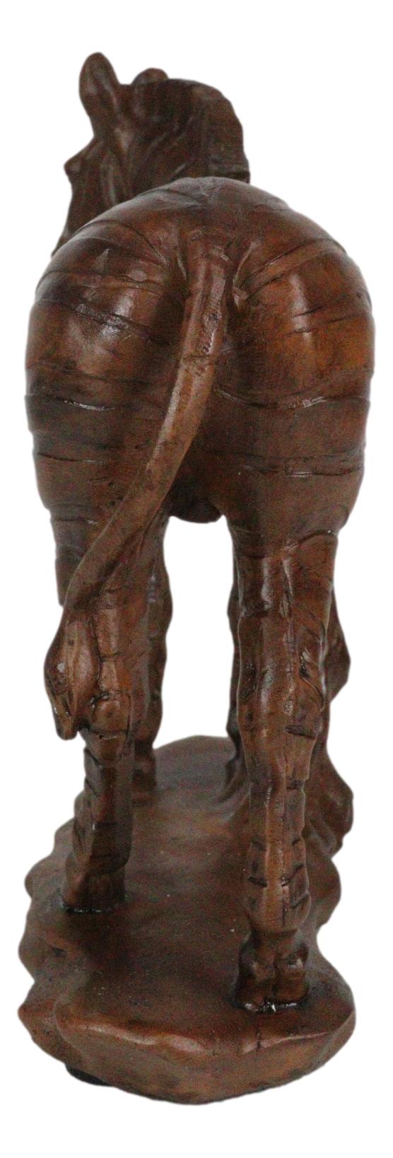 Safari Savanna Grasslands Animal Wildlife Zebra Horse Figurine Faux Wood Finish