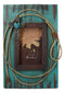 Rustic Western Cowboy Turquoise Barn Wood With Lasso Rope and Cross Photo Frame