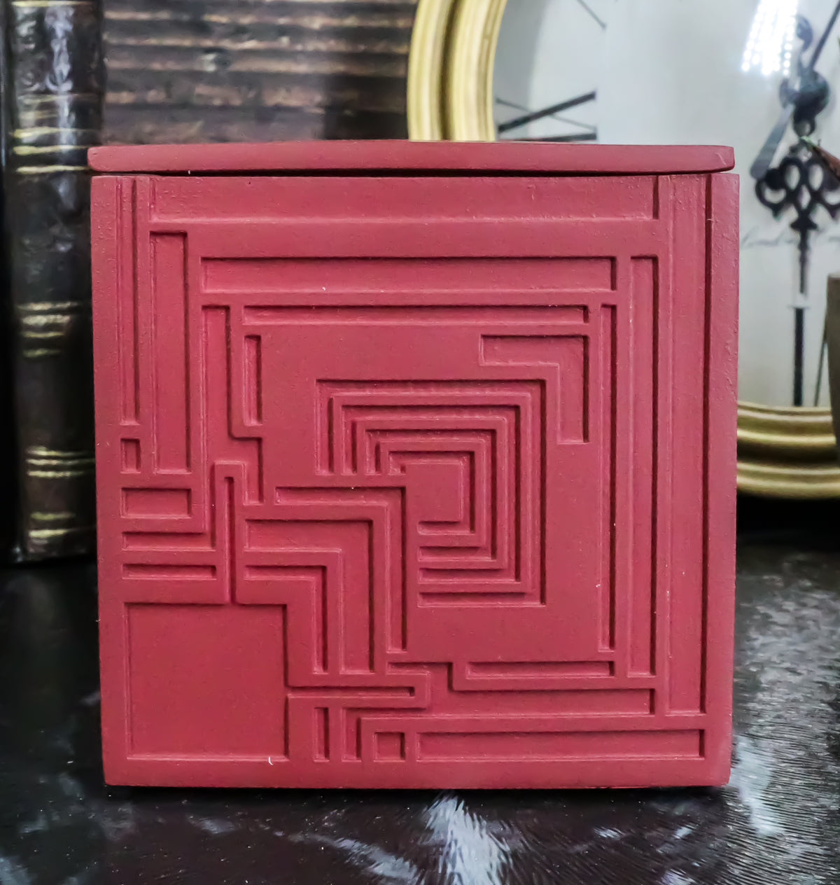 Frank Lloyd Wright Charles Ennis House Petite Cube Trinket Box Textile Block Art