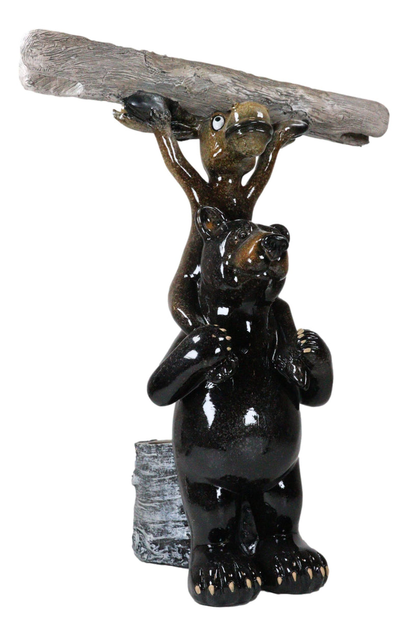 Rustic Western Black Bear And Moose With Log Wine Glasses And Bottle Holder