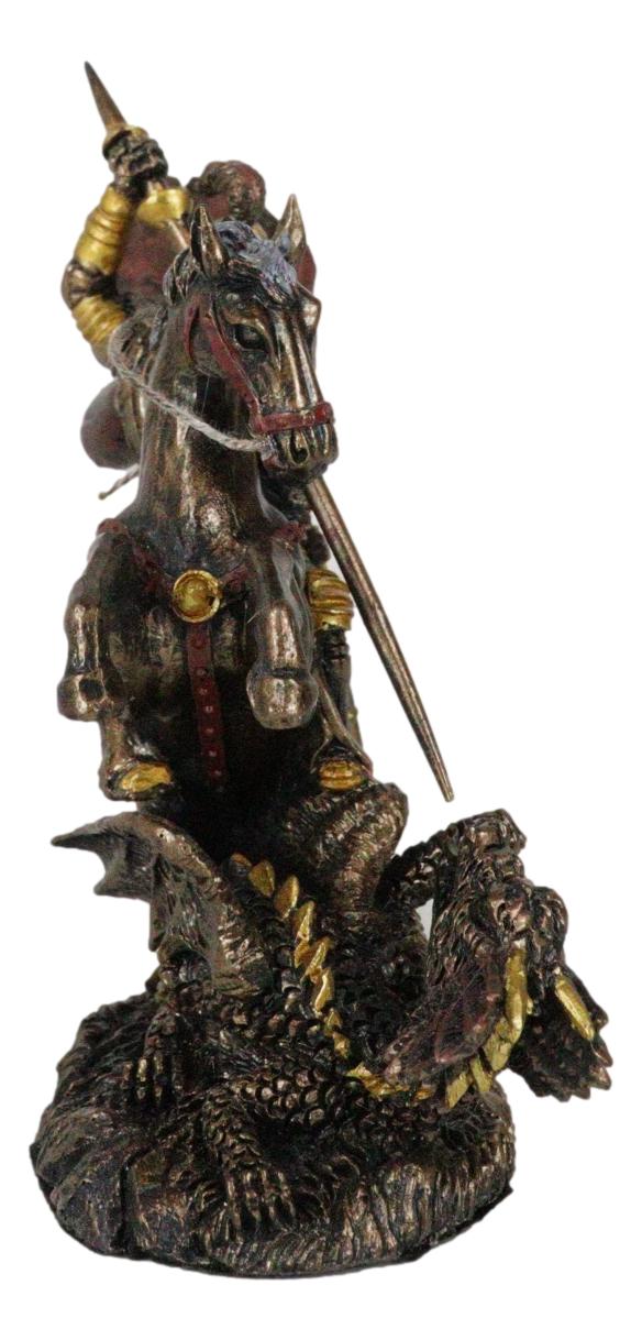 Ebros Saint George The Dragon Slayer Statue 4.75" Tall Christian Crusader Knight - Ebros Gift
