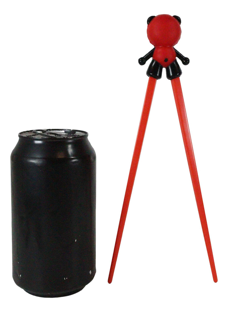 Valentine Red Giant Panda Reusable Training Chopsticks Set With Silicone Helper