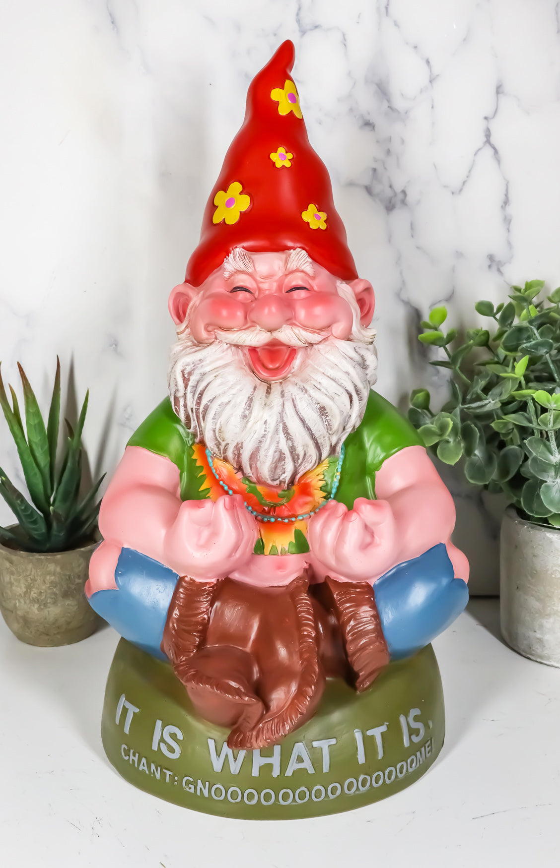 Ebros Highly Content Meditating Hippie Gnome Statue As Hipster Happy Gnome Decor