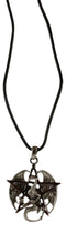 Gothic Red Pentagram Star Dragon Pendant Pewter Necklace Fantasy Mythical Legend