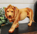 Safari Jungle Grasslands Prowling Lion King Faux Wood Cutout Resin Figurine 6"L