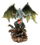 Fantasy Land Of Dragons Green Earth Elemental Drake Dragon Roaring Statue