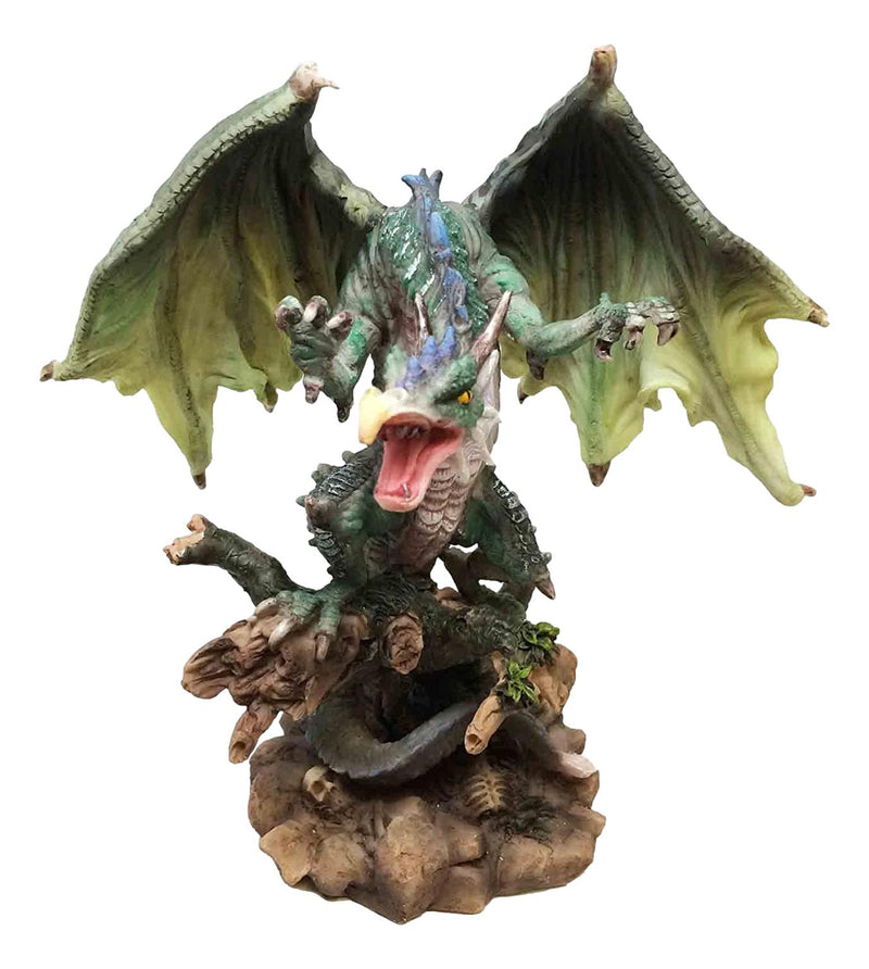 Fantasy Land Of Dragons Green Earth Elemental Drake Dragon Roaring Statue