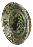 Wiccan Black Cat with Pentagram Triple Moon Celtic Knotwork Cigarette Ashtray