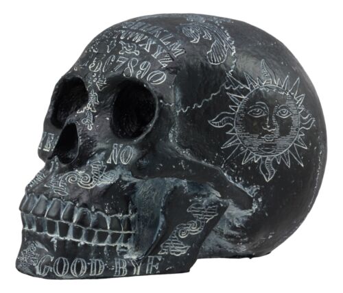 Ebros Black Astrology Paranormal Ouija Spirit Skull Statue 8.5"L Supernatural