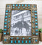 Rustic Western Turquoise Gems Geometric Patterns Ropes Picture Frame 8"X10"