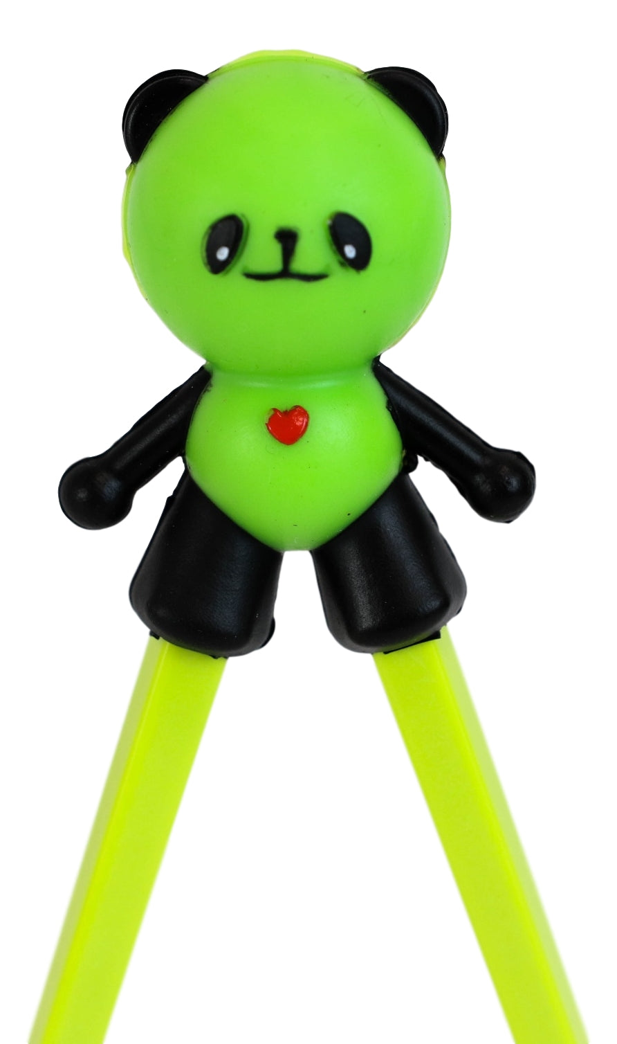 Green Love Panda Bear Reusable Training Chopsticks Set With Silicone Helper