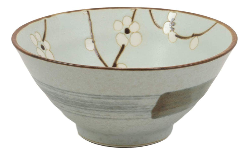 Ebros Made In Japan 5"Diameter Light Blue Plum Sakura Bowls 10 oz Set of 4
