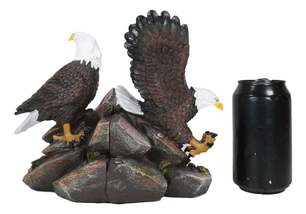 Patriotic Freedom End to End American Bald Eagles Bookends Pair Set Sculptures