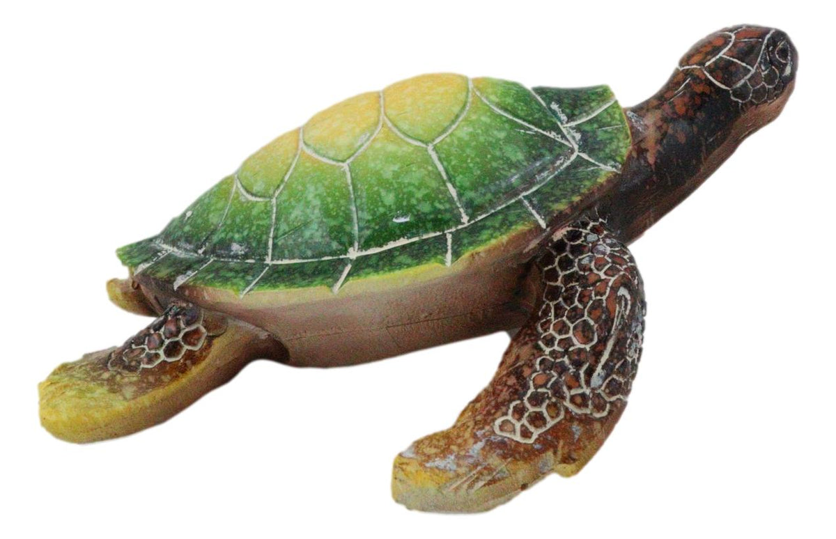Nautical Ocean Green Hues Giant Sea Turtle Swimming Decorative Figurine Tortoise