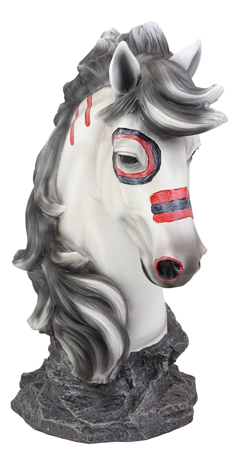 Ebros White Horse Head Bust with Hamsa Evil Eye Palm Sculpture 12" Tall Statue