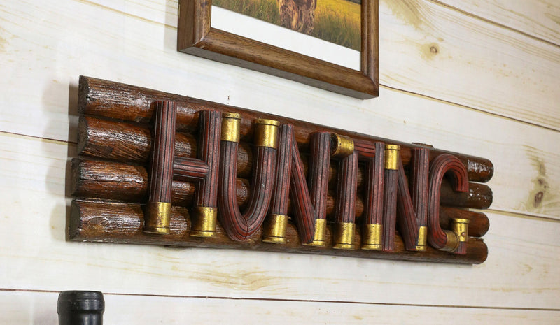 Rustic Western Shotgun 12 Gauge Bullets HUNTING Word Art Sign Wall Plaque Decor