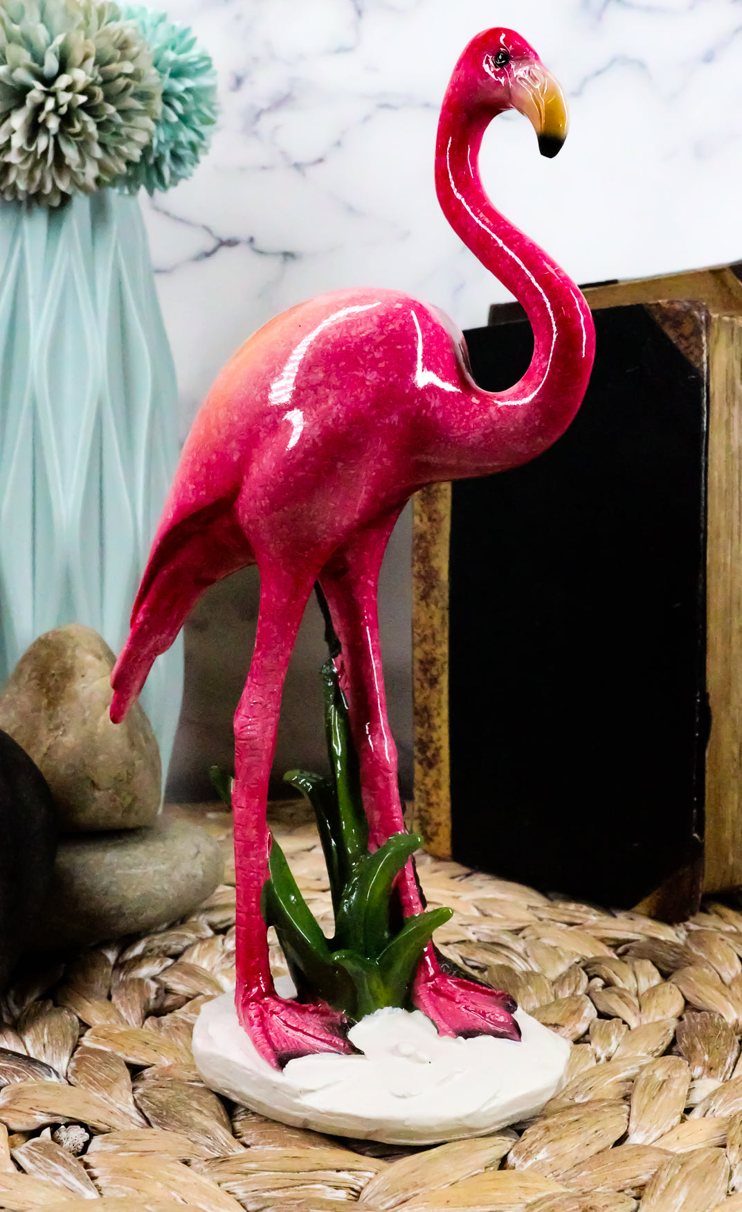 Ebros Tropical Rainforest Paradise Pink Flamingo Bird Decorative Statue 8"H