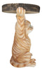 Feline Orange Tabby Cat Kitten Holding Faux Wood Slice Table Stand Figurine