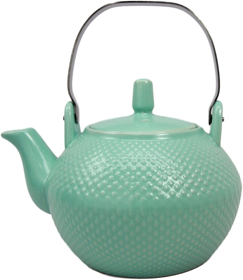 Imperial Spotted Texture Teapot With Stainless Steel Handle 28oz (Aquamarine Blue)