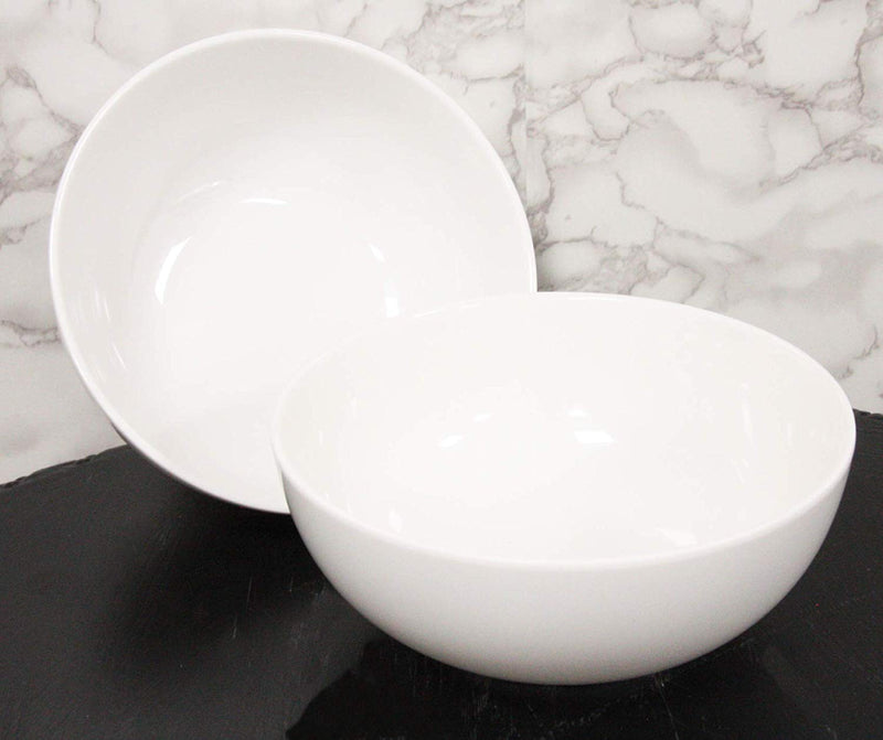 Ebros Contemporary White Jade Melamine Large Deep Round Bowls 48oz (PACK OF 2)