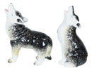 Woodlands Spirit Gray Wolf Pups Moon Howling Ceramic Salt And Pepper Shakers Set