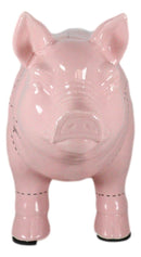 Large Ceramic Rustic Country Farmhouse Pink Pig Pork Butcher Chart Figurine