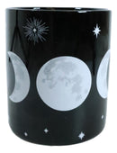 Black Wicca Alchemy Sacred Triple Moon Goddess Magic Porcelain Coffee Mug 11Oz