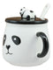 China Giant Panda Bear Ceramic Coffee Tea Mug Drink Cup With Spoon And Lid 14oz
