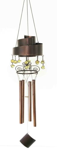Contemporary Modern Spiral Design Resonant Copper Wind Chime Garden Patio