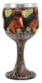 Equine Beauty Wild Horses Wine Goblet 7oz Chalice Cup Tree Bark & Roots Design