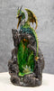 Ebros Emerald Dragon On Crystal Geode Mountain Backflow Incense Burner With LED