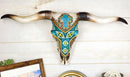 21" Rustic Southwest Steer Bull Cow Skull With Turquoise Cross Wall Decor Plaque