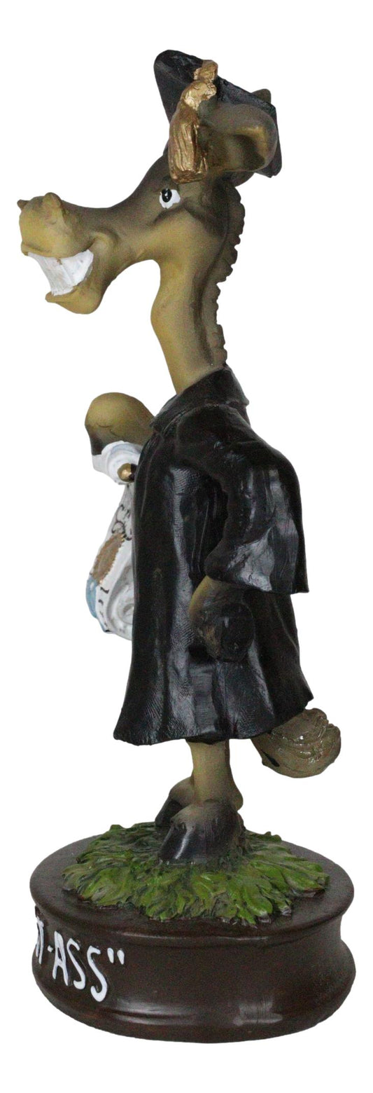 Comical Smart Ass Donkey with Diploma In Graduation Outfit Tassel Hat Figurine - Ebros Gift