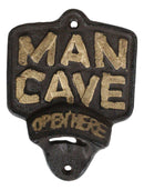 Rustic Man Cave Open Here Cast Iron Bottle Cap Opener Wall Mounted Decor Novelty