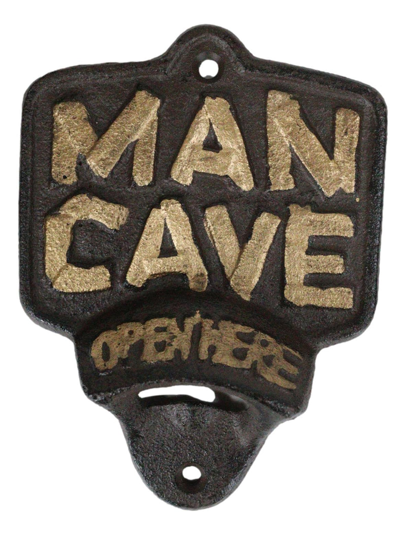 Rustic Man Cave Open Here Cast Iron Bottle Cap Opener Wall Mounted Decor Novelty