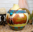 Southwestern Aztec Mayan Desert Mountains Dreamcatcher Feathers Floral Vase