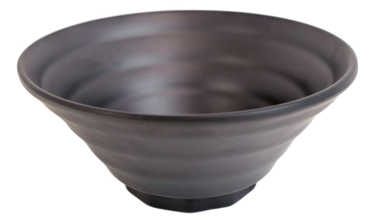 Pack Of 6 Modern Black Matte Melamine Large Soup Salad Pasta Ridged Bowls 62oz
