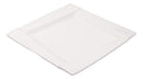 Ebros Pack Of 6 Kitchen Dining Modern Contemporary Design White Porcelain Square Plates With Rhombus Well (8" Lunch Dessert Plate Style)