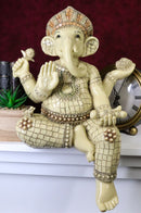 Ebros 15" Tall Hindu Ganesha Holding Modaka Bowl & Lotus Table Edge Shelf Sitter - Ebros Gift