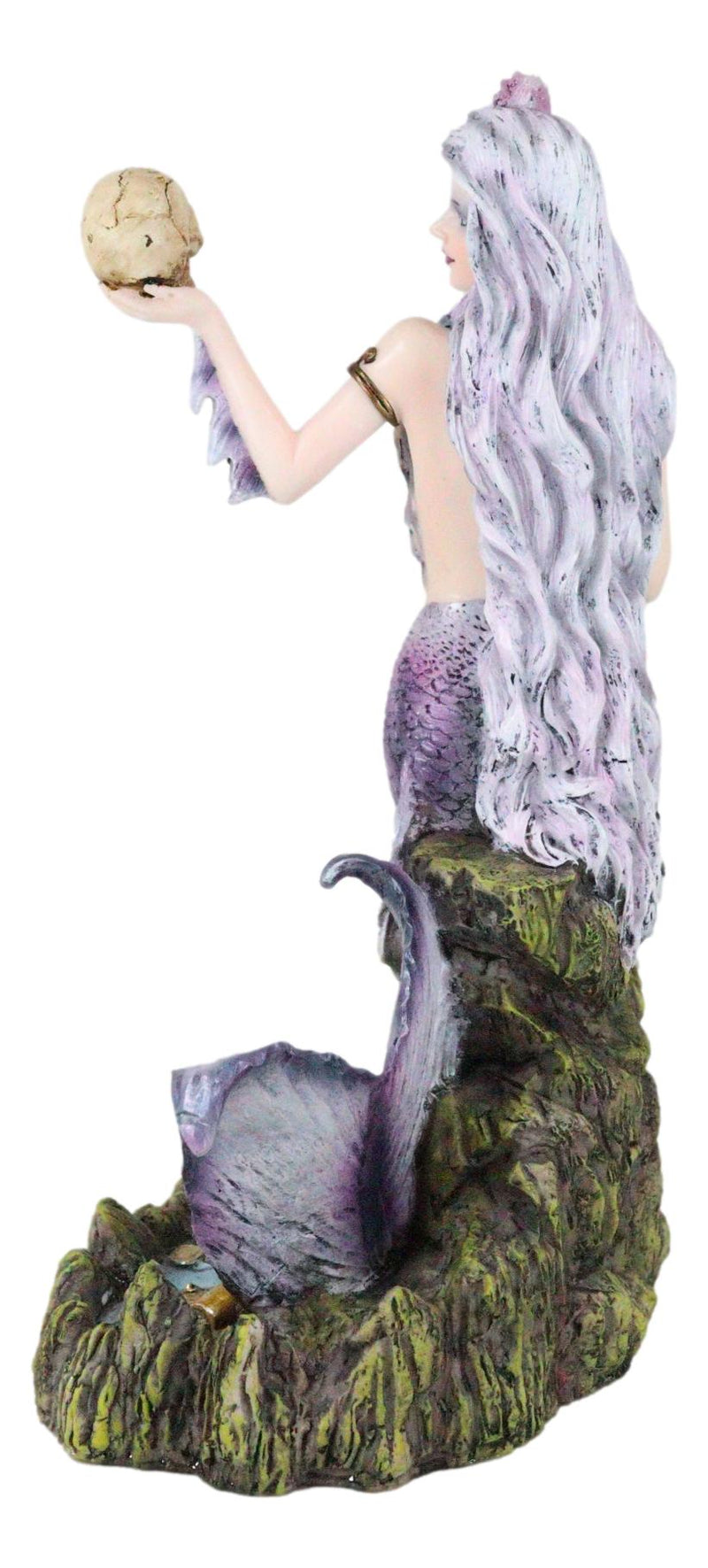 Large Sirens of The Seas Necromancer Gothic Mermaid Holding A Skull Figurine